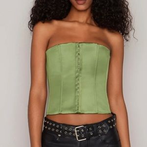 Danielle Guizio satin corset in jardin